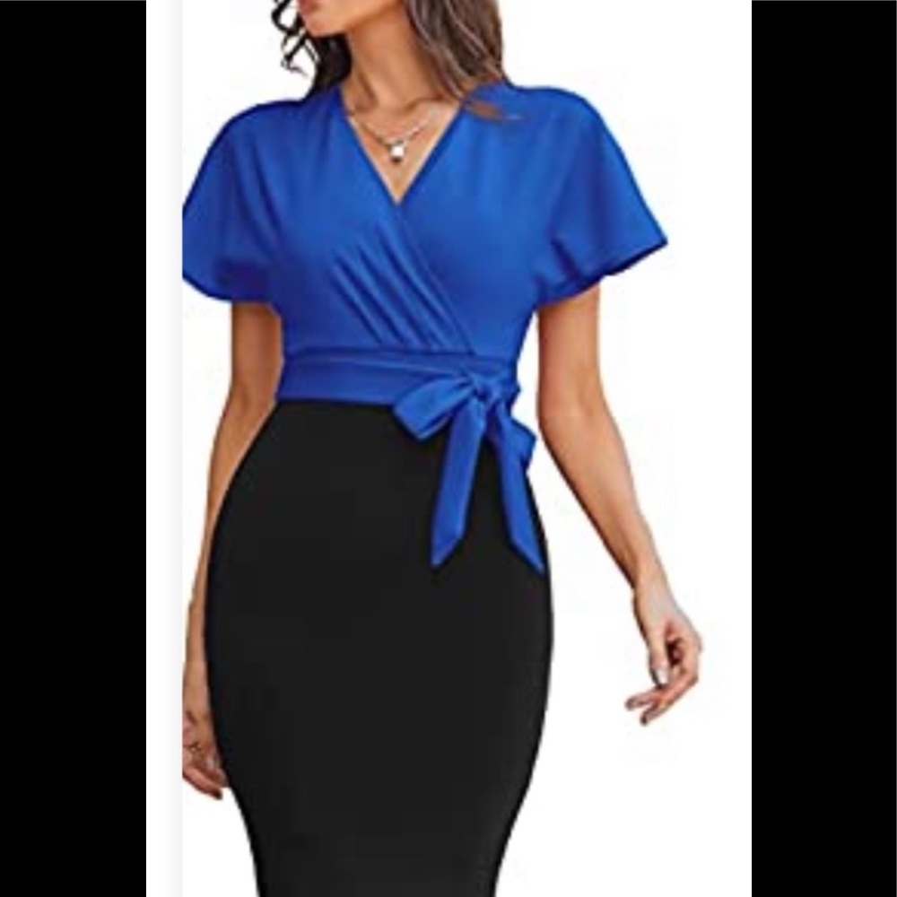 Pencil line dress Royal blue and black size L
